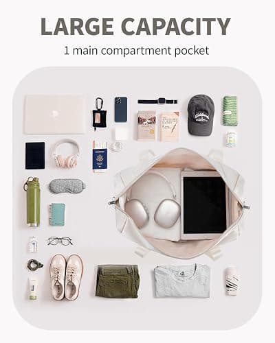 Narwey Ryanair Handgepäck 40x20x25 Ryanair Handgepäck Tasche 40x30x20 Reisetasche Handgepäck Faltbare Wasserfeste Weekender Gym Travel Bag für Damen Herren (Beige) thumbnail 8