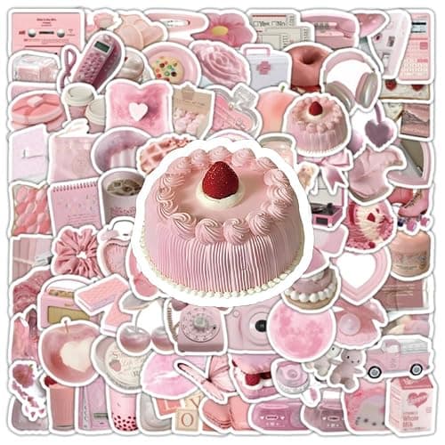 100PCS Pink Small-Sized Coquette Stickers, Aesthetic Cute Pink Coquette Sticker for Water Bottles Diaries Phones Laptops Luggage, Vinyl Waterproof Graffiti Decals for Girls Teens thumbnail 8