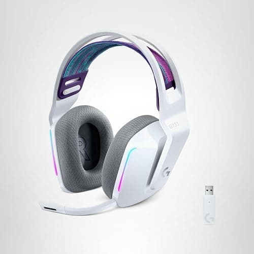 Logitech G733 Lightspeed Wireless Gaming Headset, Suspension Headband, Lightsync RGB, Blue VO!CE Mic, PRO-G Audio – White, Gaming Headset Wireless, PC, PS5, PS4, Switch Compatible thumbnail 11