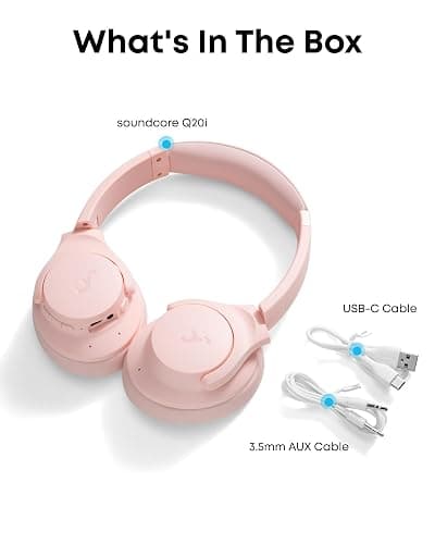 Soundcore by Anker Q20i Hybrid Active Noise Cancelling Headphones, Wireless Over-Ear Bluetooth, 40H Long ANC Playtime, Hi-Res Audio, Big Bass, Customize via an App, Transparency Mode (Pink) thumbnail 8