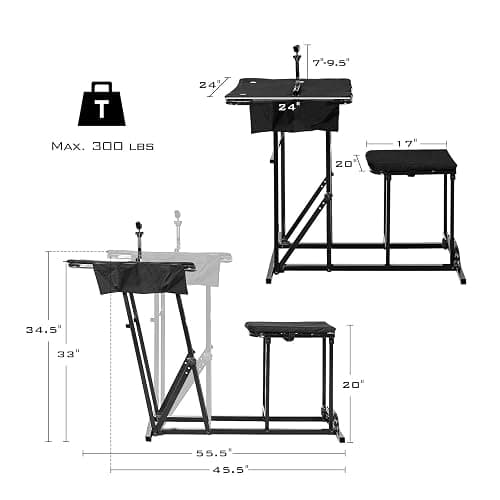 IRONMAX Foldable Shooting Bench, Height Adjustable Shooting Table with Padded Seat, Gun Rest & Gear Pockets, Portable Shooting Bench for Rifles, Outdoor Range and Hunting thumbnail 3