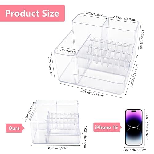 Nail Drill Holder 21 Holes Nail Bits Storage Box, Nail Desk Organizer Tech | Acrylic Professional Nail Tools Organizer Displayer, Efile Nail Brush Holder, Nail Supplies for Nail Tech Salon and Home Use thumbnail 3
