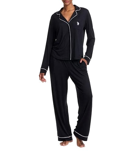U.S. Polo Assn. Womens Pajama Set Long Sleeve Button Up Top and Pajama Pants - Image 1