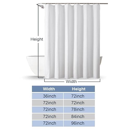 OWENIE White Shower Curtain for Bathroom 72x72 Inch, 3D Embossed Textured Waffle Fabric Shower Curtains, Soft Hotel Farmhouse Style, Water Repellent, Machine Washable, White, 72" W x 72" L thumbnail 2