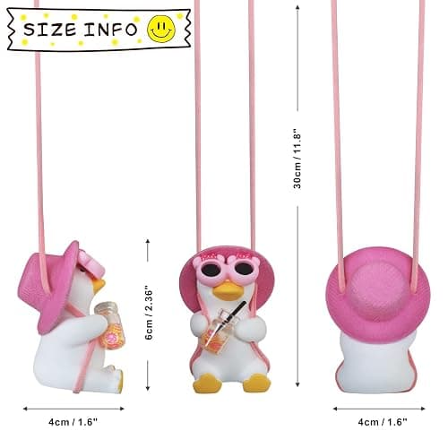 Car Rear View Mirror Hanging Accessories Swinging Duck Rearview Mirrors Ornament Pink Decor for Women Teen Girl Automotive Decorations Interior Aesthetic Things Kawaii Auto Pendant Stuff to Mom Gifts thumbnail 3