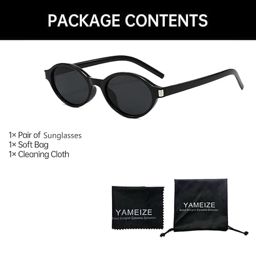 YAMEIZE Retro Oval Sunglasses Women Men Vintage Small Frame Sunglasses 90s Sun Glasses UV400 thumbnail 5