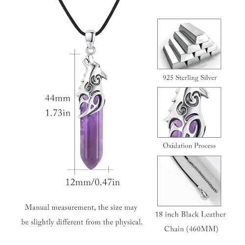 CUOKA MIRACLE Wolf Necklace 925 Men Sterling Silver Wolf Crystal Pendant Wolf Head Jewelry Wolf Gift for Men Women thumbnail 5