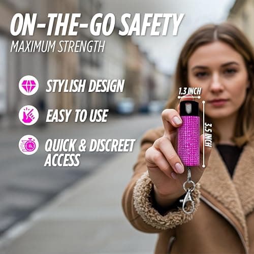 Guard Dog Security Bling it On Pepper Spray Keychain with Safety Twist Top Mini and Easy Carry Lightweight and Fashionable Maximum Police Strength OC Spray 16 Feet Range 0.5 fl oz thumbnail 4