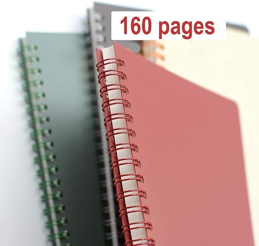 Yansanido Aesthetic Spiral Notebook, 4 Pcs A5 Thick Plastic Hardcover 8mm Ruled 4 Color 80 Sheets -160 Pages Journals for Study and Notes (Ruled-4pcs Wine Red,Black,Dark Green,Beige, A5) thumbnail 7
