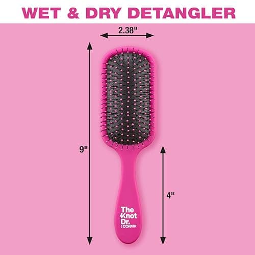 The Knot Dr. hair brush by Conair - Detangling hair brush - Removes Knots and Tangles in wet or dry Hair - hair brushes for women - Pink thumbnail 3
