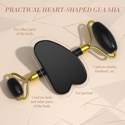Gua Sha & Jade Roller Set for Face and Body, Facial Massage Tool, Polished Jade Self-Care Spa Gift - Image 1