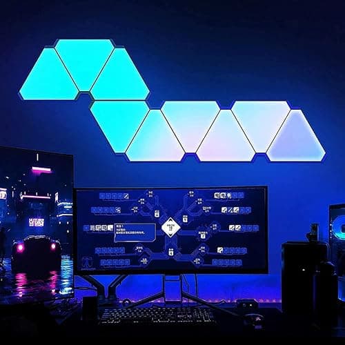 fbkapelk WiFi Bluetooth 5V USB Triangle Lamps Quantum Atmosphere LED Night Light for Game Bedroom Decoration Creative Decorat Wall Lamps (10 PCS Bluetooth) - Image 1