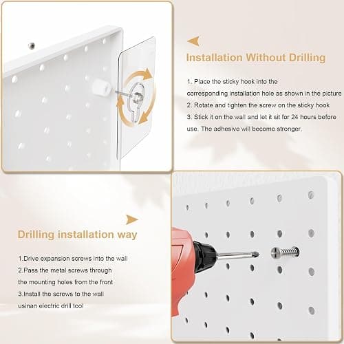FZK Peg Board with Hooks, Plastic Pegboard Kit with 4 White Pegboards and Accessories, Peg Board Wall Organizer for Office and Craft Room thumbnail 6