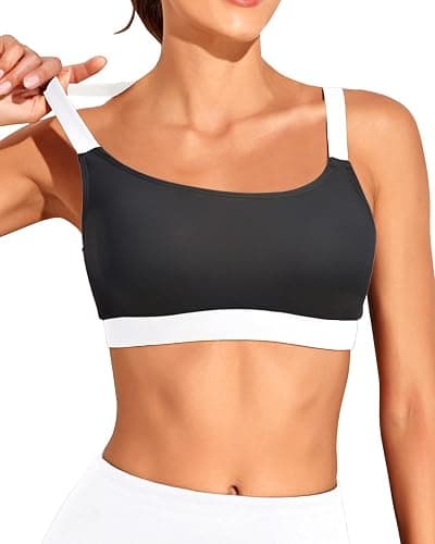 Tempt Me Women Sports Bra Swim Crop Tops Only | Scoop neck, Bathing suits top, Removable cups, Adjustable straps thumbnail 3