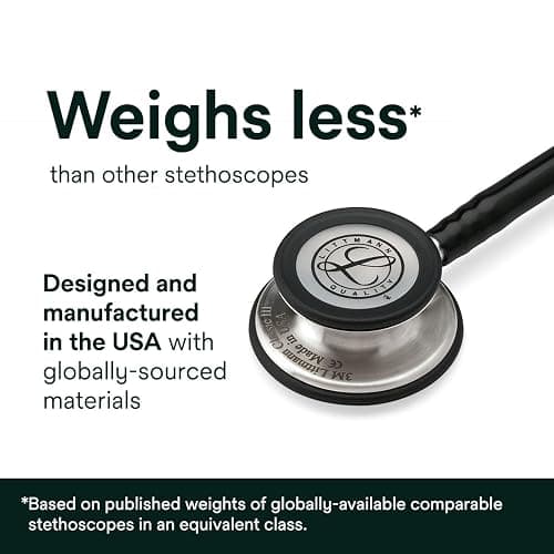 3M Littmann Classic III Monitoring Stethoscope, 5807, More Than 2X as Loud, Weighs Less, Stainless Steel Rainbow-Finish Chestpiece, 27" Caribbean Blue Tube, Brass Stem and Headset thumbnail 6