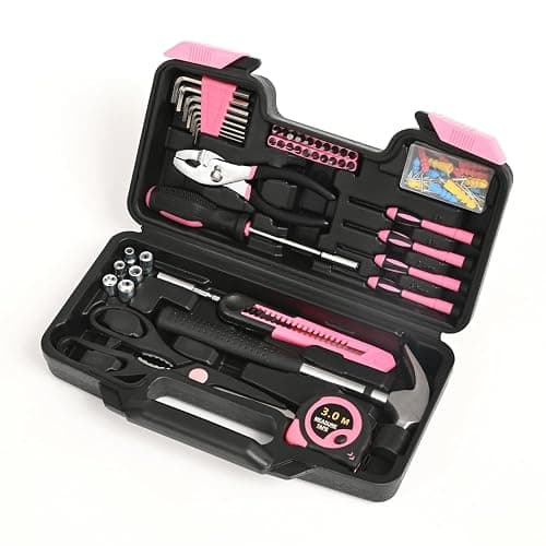 132 Piece Pink Tool Set, Womens Tool Kit for House, All Purpose Tool Kit for Home & Women, Small Home Repair Tool Set with Plastic Storage Toolbox for Garage, Office, College Dormitory, DIY Projects thumbnail 8