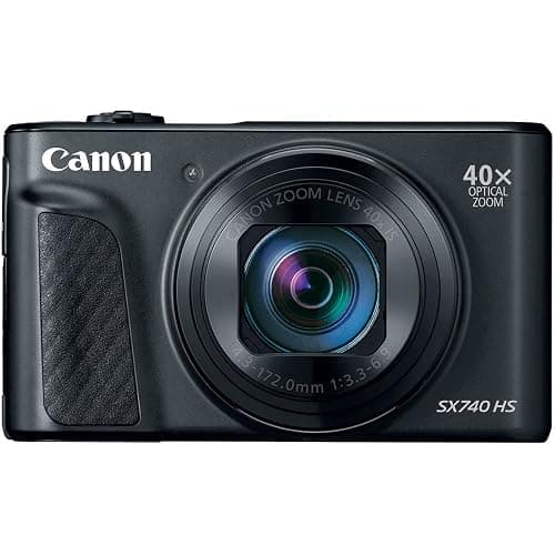 Canon PowerShot SX740 HS Digital Camera (Black) 4PC Bundle - Includes 64GB SD Memory Card + Padded Carrying Case + Microfiber Cleaning Cloth thumbnail 2