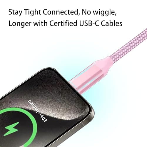 USB C Cable 15FT 1Pack,Extra Long USB-A to USB-C Cable Braided Fast Charger Cord Compatible with iPhone 15,Sony PS5,Samsung Galaxy S23 S22 S21,Note 9 Plus,OnePlus 10 Pro, Nintendo Switch, Moto(Pink) - 15FT - Pink - 1 thumbnail 2