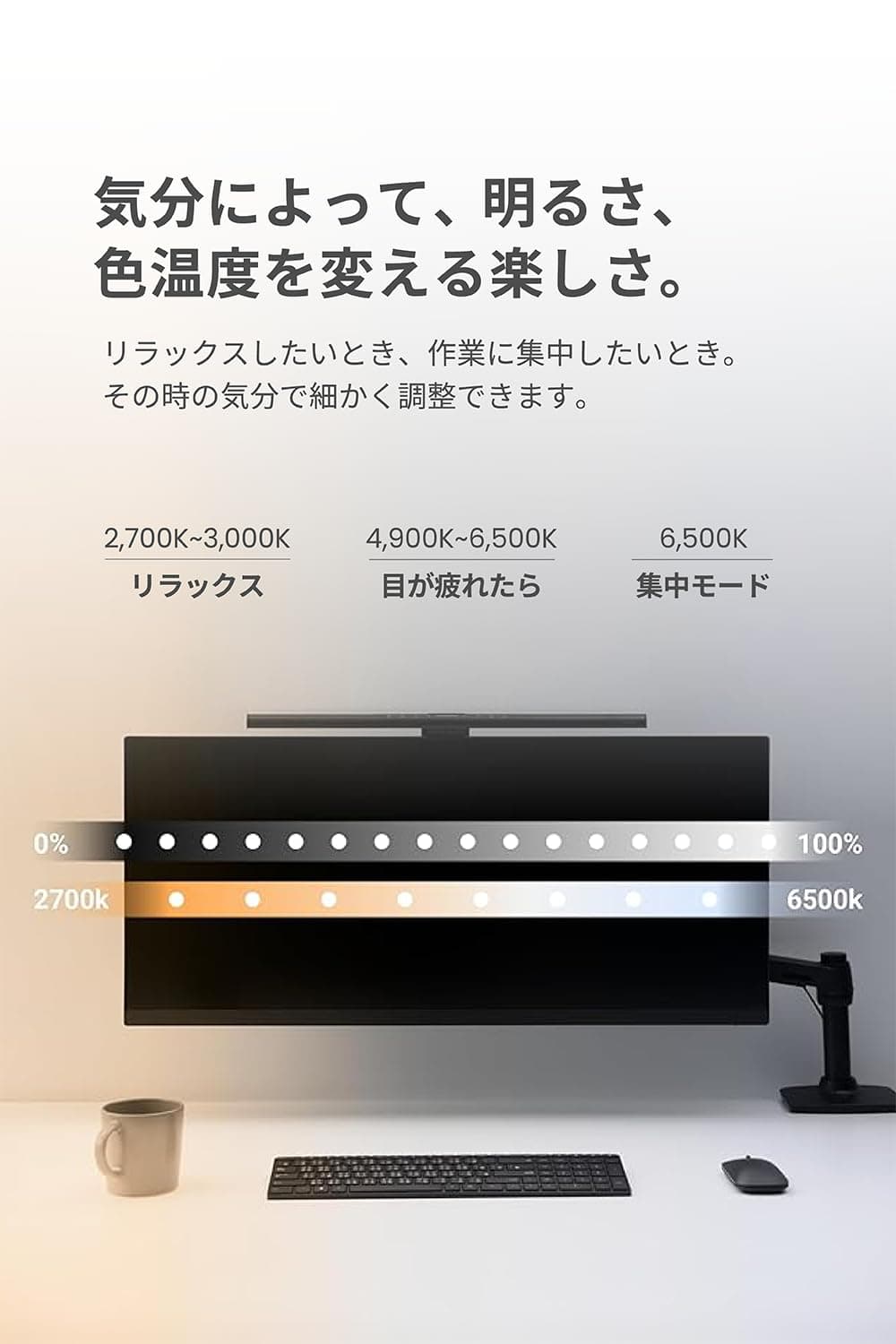 BenQ ScreenBar Pro Monitor Light/Brightness & Color Temperature Adjustment/Space Saving/Curved Monitor Compatible/Wide Area Lighting/Eye-Friendly/Glare Reduction/Space Saving/PC Work/USB Type-C/Home thumbnail 7
