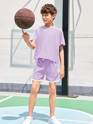 Haloumoning Unisex Girls Boys 2 Piece Outfits Crop Tops and Shorts Set Soft Cotton Clothing Sets Sports Tracksuit thumbnail 4