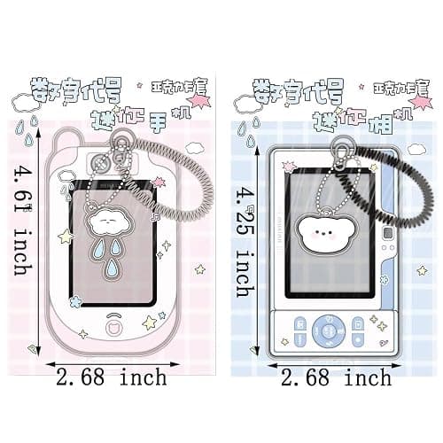2 Pcs Cartoon Photocard Holder ID Badge Holder,3 Inch Photo Card Holder Id Card Holder Protective Sleeves Photocards Holder,Cute Photocard Holder Keychain Cloud Bear Pendant with Spiral Wrist Coil thumbnail 3