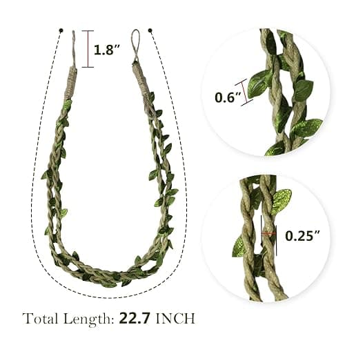 Valea Home Curtain Tiebacks Ropes Natural Burlap Rope Holdbacks with Artificial Vines Fake Foliage Ivy Leaf for Rustic Wedding Party Home Decorative Curtain Holders, Set of 4 thumbnail 3