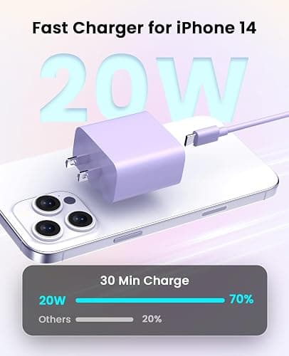 iPhone Charger Fast Charging, USB C Charger Block, 6FT/10FT Lightning Cable | For Apple iPhone 14/13/12/11 Series, 2-Pack USB C to Lightning Cables, AirPods with Lightning Charging Case,Purple thumbnail 2