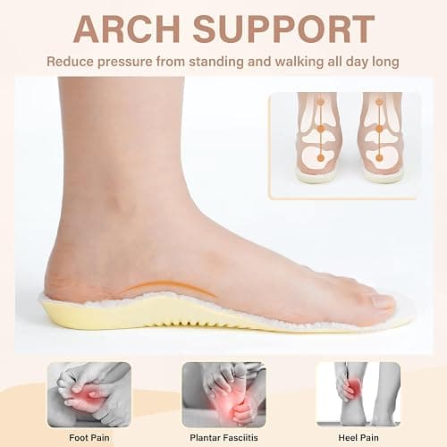 Sheepskin Insoles Women Men Wool Insoles with Arch Support, Fleece Boot Inserts Replacement for UGG Slippers W10 thumbnail 2