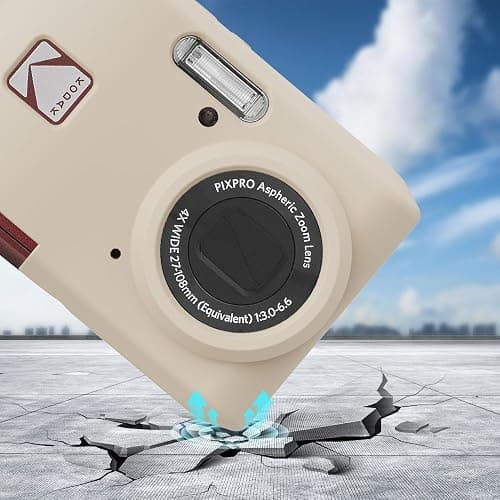 Tedubax Case for Kodak PIXPRO FZ45,FZ45 accessories,Soft Silicone Protective Case,Comes with 2 Screen Protectors and 1 Wrist Strap - Off white thumbnail 4