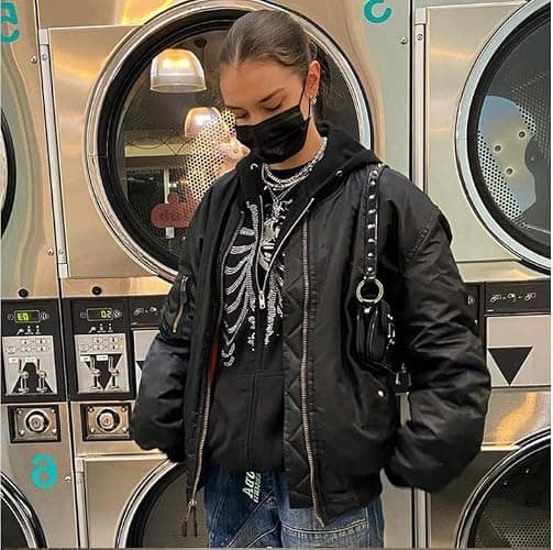 ANKOMINA Women's Rhinestone Skeleton Hoodies Zip Up Sweatshirts Y2K Long Sleeve Skull Jacket Pullover Tops - Medium - Black thumbnail 3