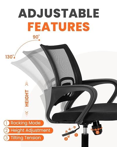 NEO CHAIR Office Desk Computer Chair Ergonomic Mesh Gaming Mid Back Seat with Comfy Lumbar Support Adjustable Height Swivel for Home Task (Black) thumbnail 6