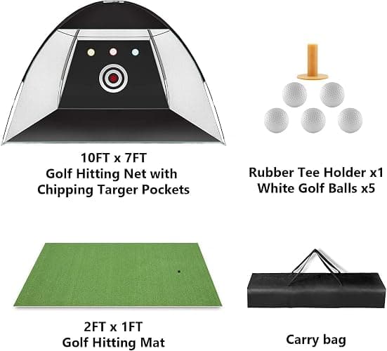 Golf Net, Easy POP UP Golf Practice Hitting Nets with Turf Mat, Easy to Install 10x7.5FT All in 1 Hitting Aid Backyard Driving Chipping Swing Training, Idea Gifts for Men thumbnail 2