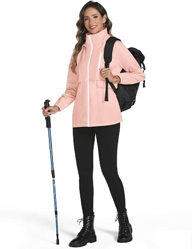 Avoogue Rain Jacket Women with Hooded Lightweight Waterproof Raincoats Packable Zipper Pockets Windbreakers thumbnail 5