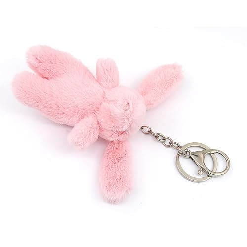 Miokkley Cute Bunny Plush Keychain for Backpack, 3.5" Inch Mini Rabbit Keychain Purse Charm Pendant Gift for Women thumbnail 3