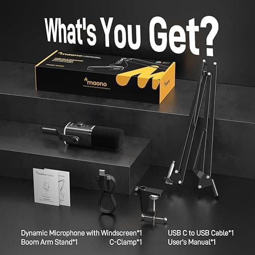 MAONO XLR/USB Gaming Microphone Kit: Dynamic PC Mic for Streaming Podcasting, Software Support, Mute Button, Gain Control, RGB Computer Mic with Boom Arm Stand, for Recording, PS4/PS5, PD100XS Black thumbnail 8