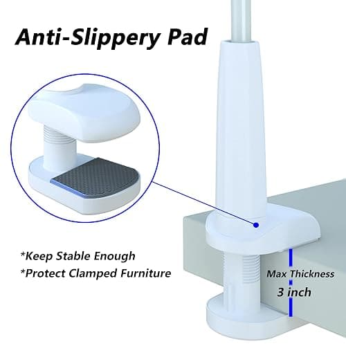 MAGIPEA Gooseneck Phone Holder for Bed, Flexible Overhead Cell Phone Mount for Desk, Hands-Free Viewing Clamp Stand Compatible with iPhone 17 16 15 Pro Max and 3.5-7" Devices, White thumbnail 5