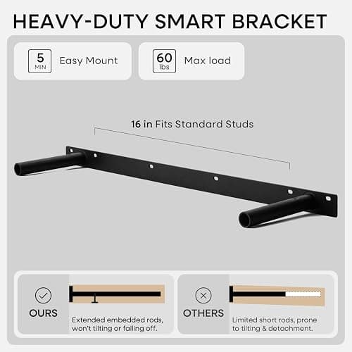 Homeforia Black Floating Shelves 30 inches Long, High End Solid Real Wood 30 inch Floating Shelf for Wall Mounted, Black Wooden 30in Floating Shelves, Heavy Duty Bracket, 30 X 6.5 X 1.75 in, Set of 2 thumbnail 5