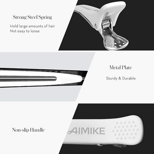 AIMIKE Hair Styling and Sectioning Accessories - 12 Pack Non-Slip Silicone Hair Clips for Thick and Thin Hair, Professional Salon Quality thumbnail 3