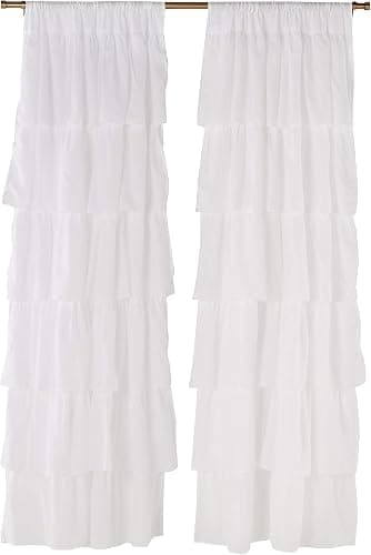 Dainty Home Pleated Layer Curtains for Living Room and Bedroom White 84" x 40" Set of 2 Rod Pocket Header Curtains Long Curtain Panel Window Curtains - Image 1