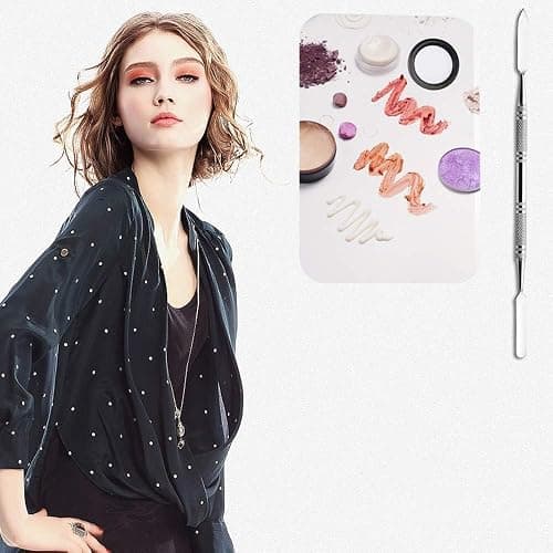 Sinen Professional Stainless Steel Makeup Palette Cosmetic Palette with Spatula Tool For Nail Art Eye Shadow Eyelash Makeup Professional Pigment Blending（6 x 4 Inch Sliver） thumbnail 8