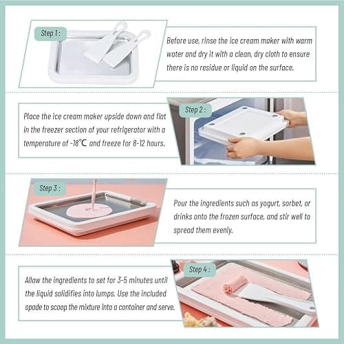 At-Home Rolled Ice Cream Maker Kit, Instant Freeze Plate with 2 Scrapers, DIY Homemade Ice Cream tray, Yogurt, Sorbet, Fun Family Activity for Kids, Food-Grade Stainless Steel(White) thumbnail 5