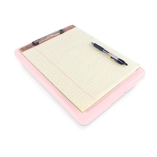 Clipboard with Storage Slim Folding for Nursing, Teachers, Coaches & Office, Plastic Heavy Duty with Pen Holder (9.5” x 13.5”) (Light Pink) thumbnail 9