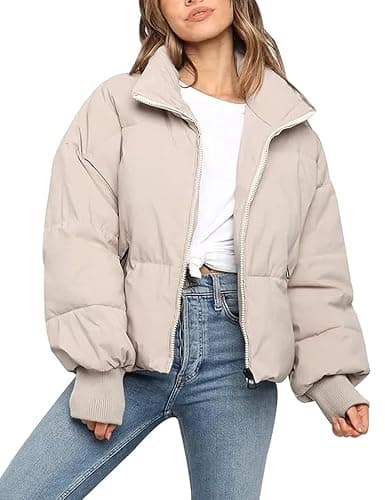 Gihuo Women’s Winter Cropped Puffer Jacket Coat Short Warm Quilted Jacket 2025 - Image 1