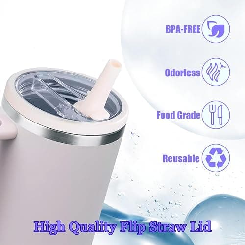 Aooiiysd 2 Pack 40 oz Tumbler Flip Straw Lid Replacement – Spill Proof & Splash Resistant Cover for Stanley Quencher – Reusable Accessories for Stanley 40 oz Cup (Blue) thumbnail 6