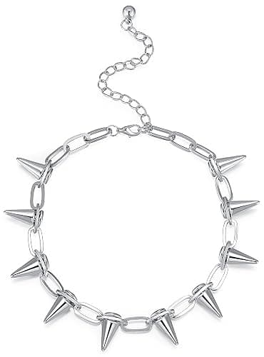Spike Necklace Spike Choker Rivet Goth Necklaces Chokers with Spikes and Chain Streetwear Vintage Punk Necklace for Women Men - Image 1