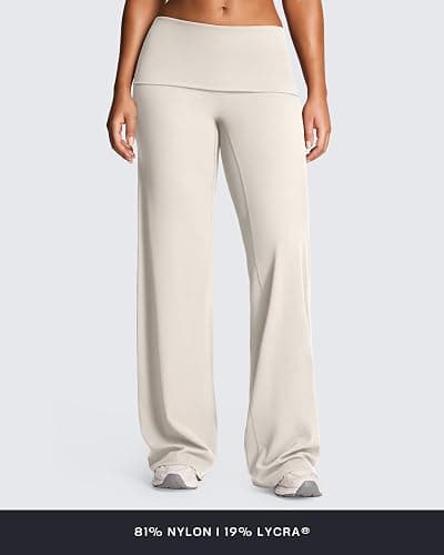 Aoxjox Women's Athlenza Fold Over Waist Yoga Pants | straight leg yoga pants,fold over waist,multiple inseam,no front seam, ultra soft lumastretch™ fabric, workout & yoga, casual thumbnail 6