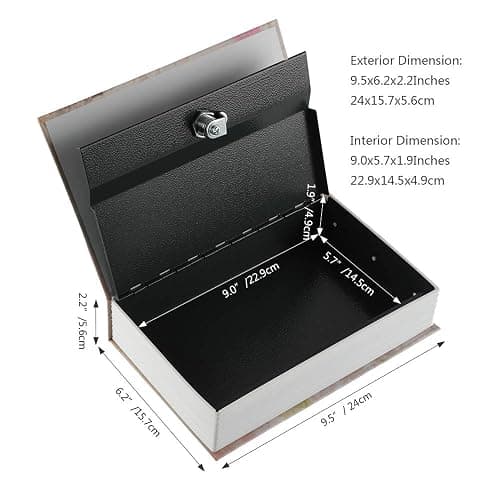 KYODOLED Book Safe with Key Lock,Dictionary Diversion Secret Safe Box,Money Hidden Lock Box,9.5" x 6.1" x 2 .2" Paris Large thumbnail 3