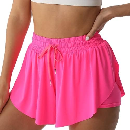 Flowy Athletic Shorts for Women Running Tennis Butterfly Shorts Girls 2-in-1 Double Layer Quick-Drying Comfy Shorts - Image 1