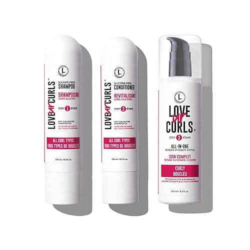 Love Ur Curls - Shampoo & Conditioner Set with All in One Curl Cream Styler for Curly Hair, 3 Step System for Repair and Moisturizing - 3-Step System: Curly (Regular)