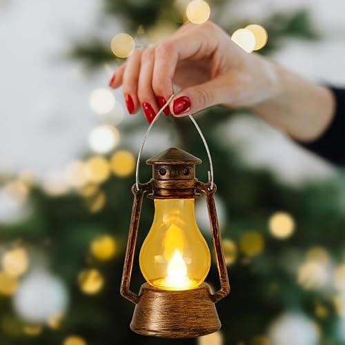 12Pcs LED Mini Vintage Lanterns Decor Indoor Decorative Outdoor Hanging Lantern Decorative Small Candle Lanterns Farmhouse Decor for Wedding Centerpiece,Halloween,Christmas,Farmhouse thumbnail 2